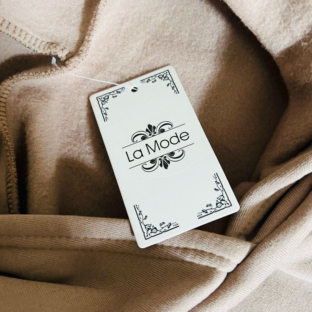 LA Made Tiered Hoodie Sweater Dress Size XXL MWT Brown White - Picture 5 of 10